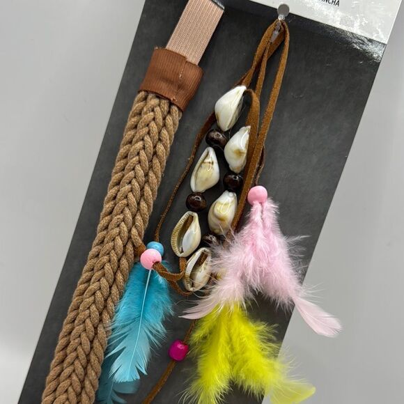 Brown and Multicolor Feather Headband - Picture 2 of 5